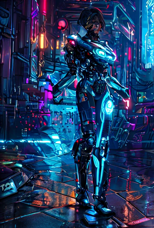 (highly detailed: 1.2), (canon EOS R6 best quality: 1.2), (8k: 1.0), (emb-rrf-low: 1.0), (lots of large black tattoos on cybernetic head open in the middle showing the inside, detailed face, hyper detailed eyes and wearing hi-tech sunglasses with holographic display 1.2), sharp focus (awarded photo: 1.2), (subsurface scatter: 1.2), (subsurface scatter: 1.2). 1.1) (a beautiful ultra-detailed cyborg: 1.2), ( hyper-detailed hair: 1.2), (wonderful body: 1.2), (full body: 1.2), (dynamic stance :1.2), neon glow, (detailed cybernetic eyes:1.1), close-up (hyperrealistic:1.2), rpg, CyberPunk 2077 style, dramatic lighting, (highly detailed futuristic cityscape:1.2), (sci-fi: 1.2). 1.2), professional portrait photography, by wlop greg rutkowski jeffrey simpson alphonse mucha