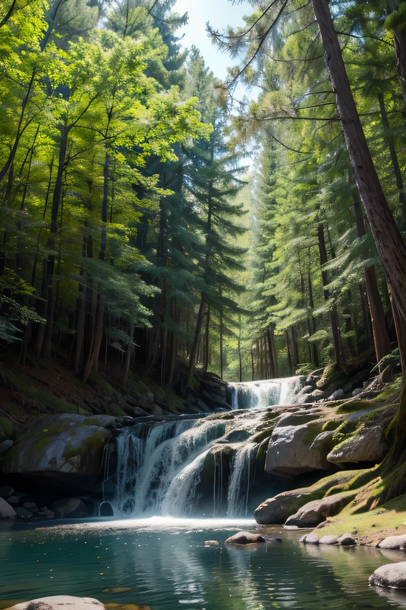 Un escenario en donde muestre un denso bosque