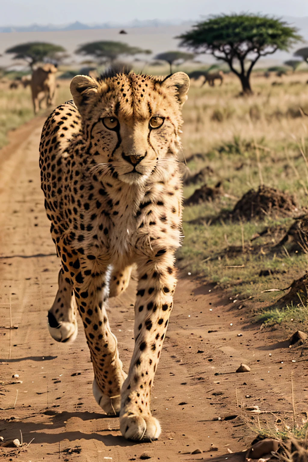 Cheetah running in the serengeti