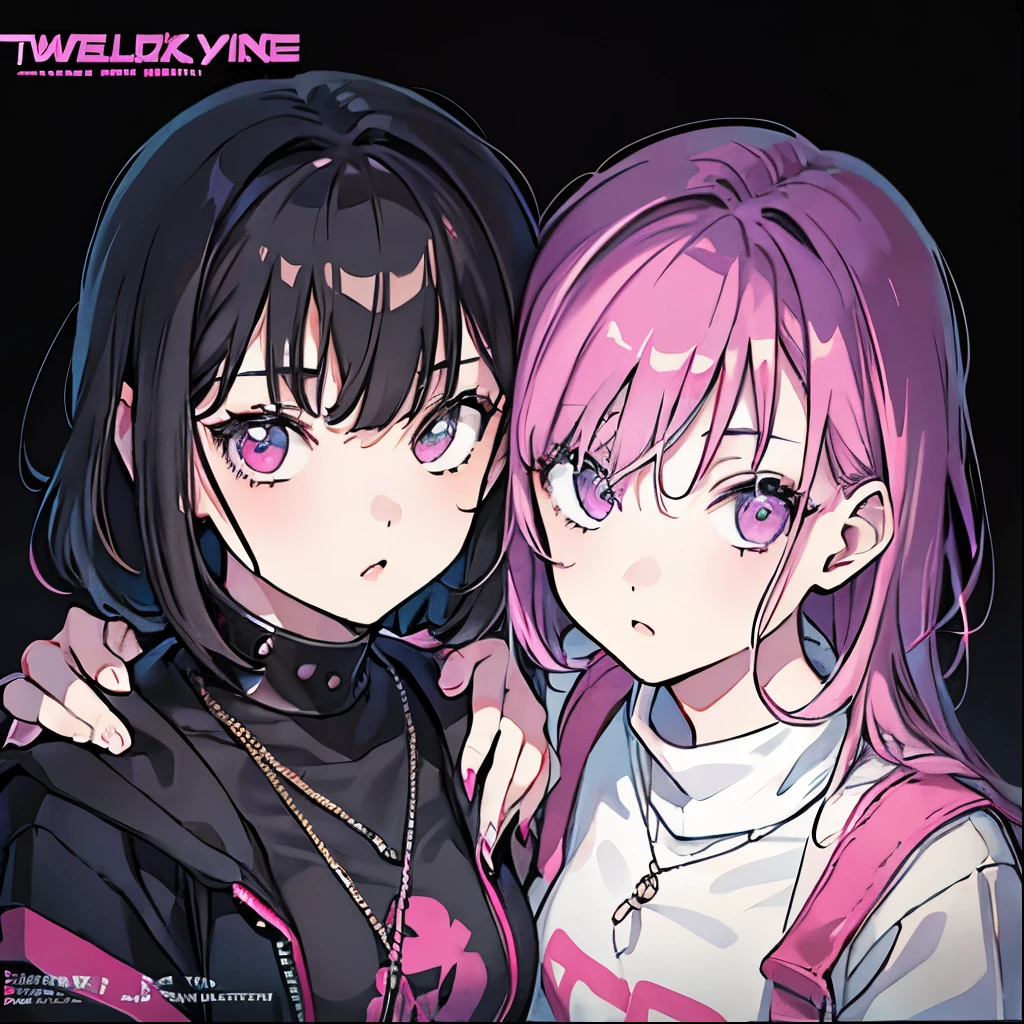 (Two girls), girlfriends, couple, in love, kissing, two women, unquie girls, opposite aesthetic, album cover quality, album cover art, girls, mature, sexual, big, album aesthetic, grunge, cute, punk, alt music, rock, (looking at viewer), bedroom eyes, tension, album, (no extra limbs), (high quality), (professional lighting and theme), (model type picture), (close up), (headshot picture)