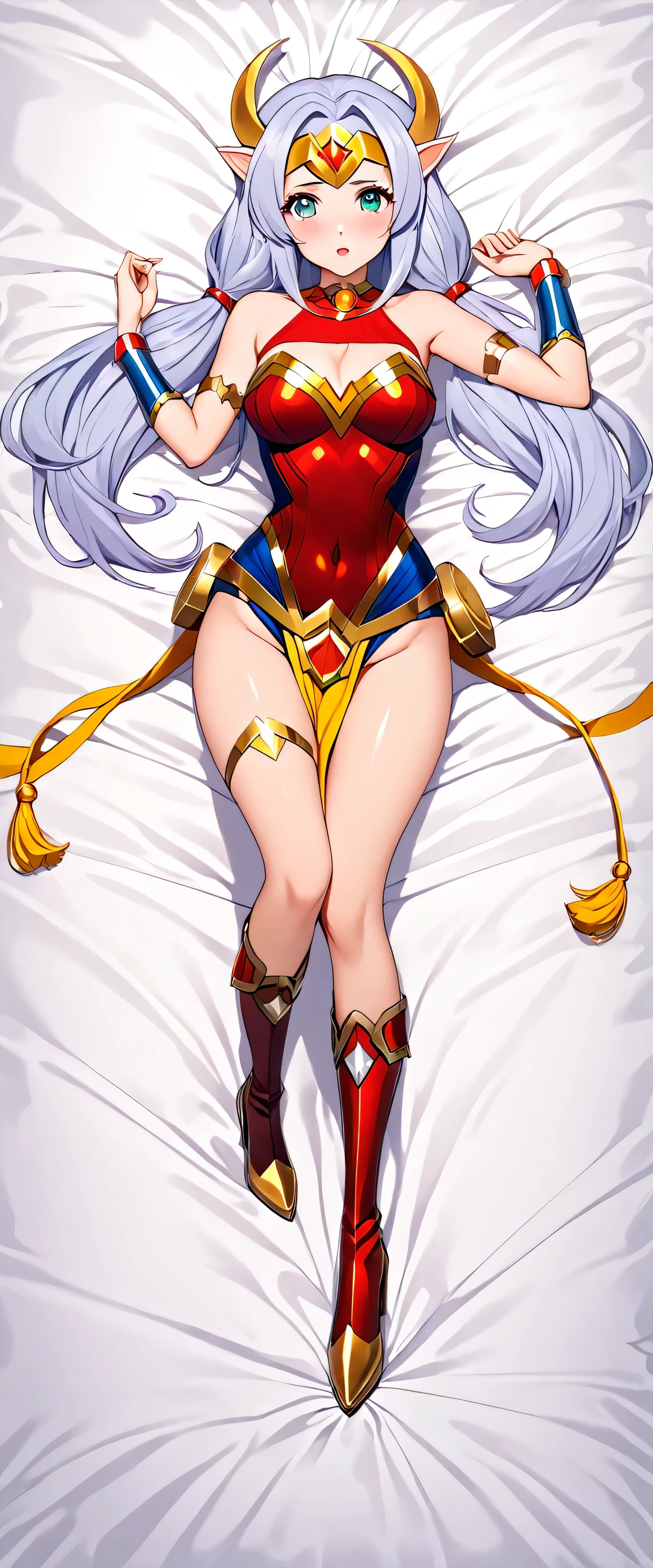 1 girl, Soraka, cosplay Wonder Woman, dakimakura,  high heel boots, Best quality, masterpiece