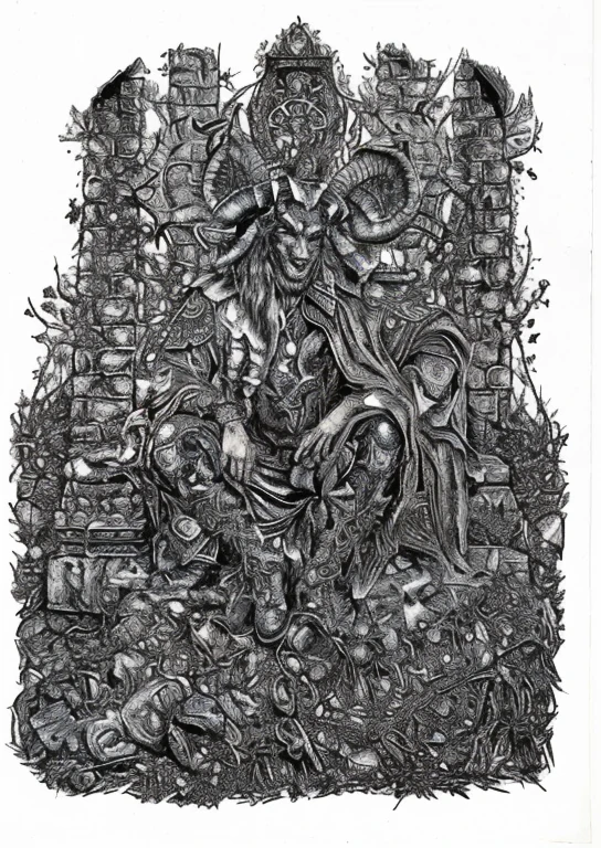 a close up of a picture of a goat with horns on it, detailed cover artwork, metal album cover, official artwork, metal album cover art, baphomet, horned god, intricate devilish designs, horned, heavy metal artwork, devil, demon, cd cover artwork, album art, portrait of daemons, demon horn, a horned, spawn of satan