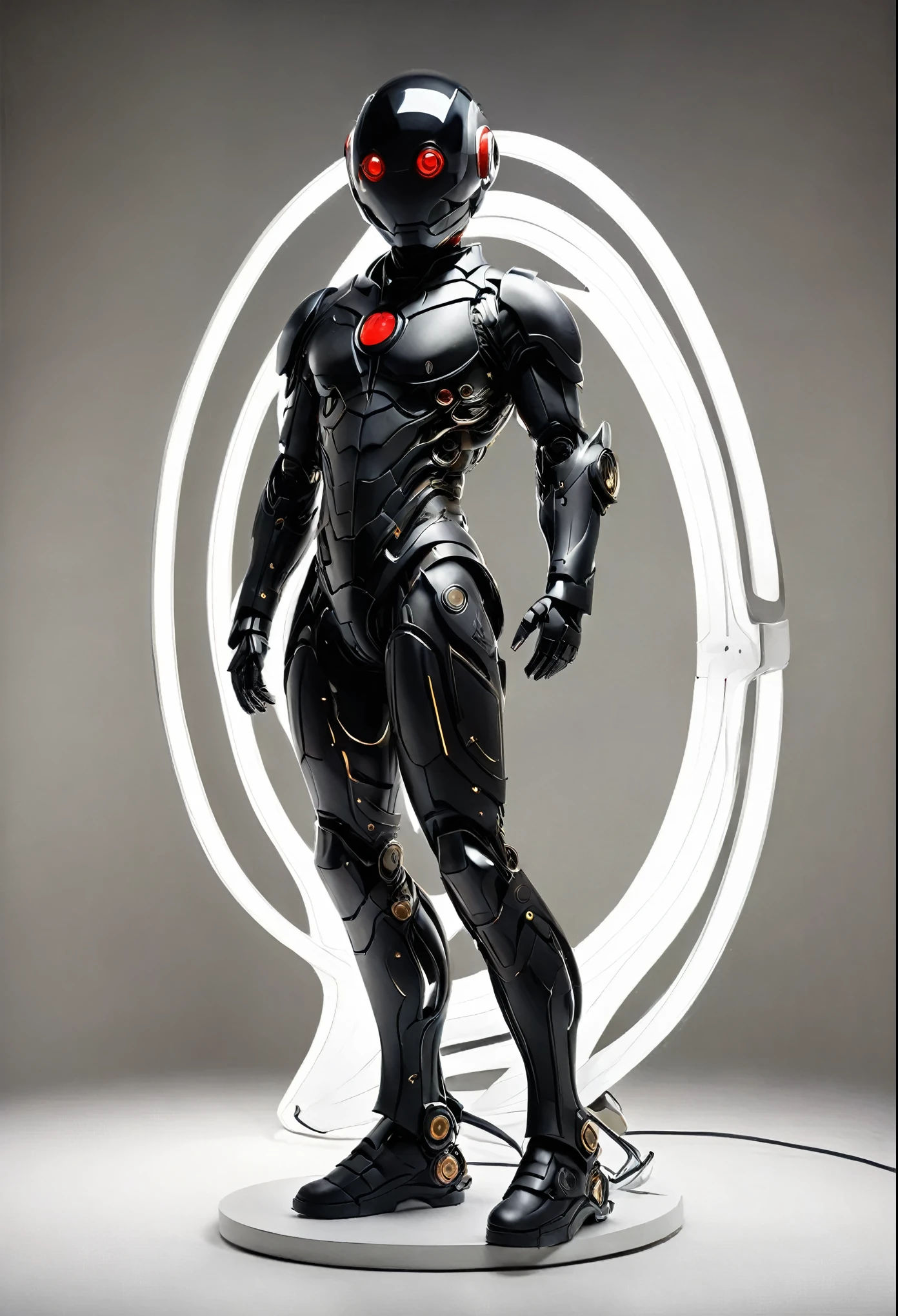 The robot's eyes glow red
