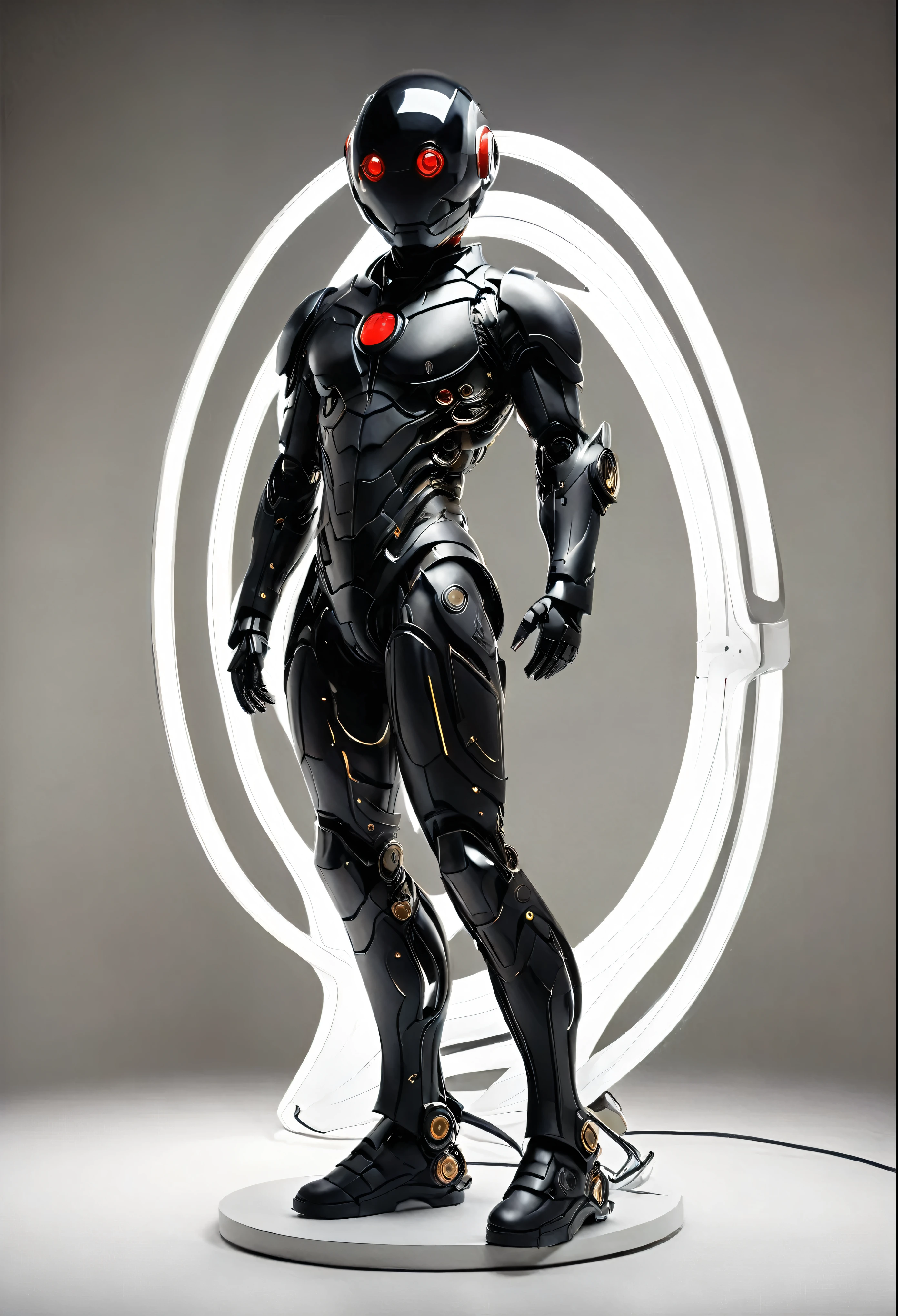 The robot's eyes glow red