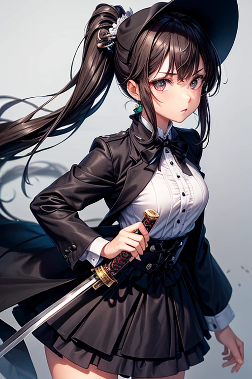 Haz a una chica con un traje ????? con una katana en su mano derecha