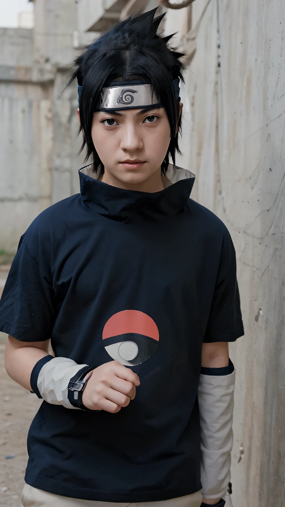 masterpiece, best quality, 1boy, uchiha sasuke, black hair, black eyes, forehead protector, blue shirt, close up, solo, looking at viewer, sketch, simple background