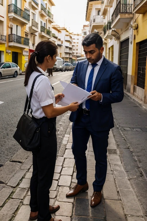 alguien entregando folleto de alguna empresa por las calles