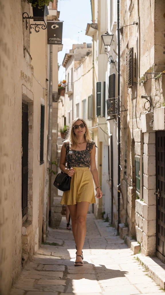 (Chica super guapa) sofiax walking in a street of Matera, downhill sassi_di_matera