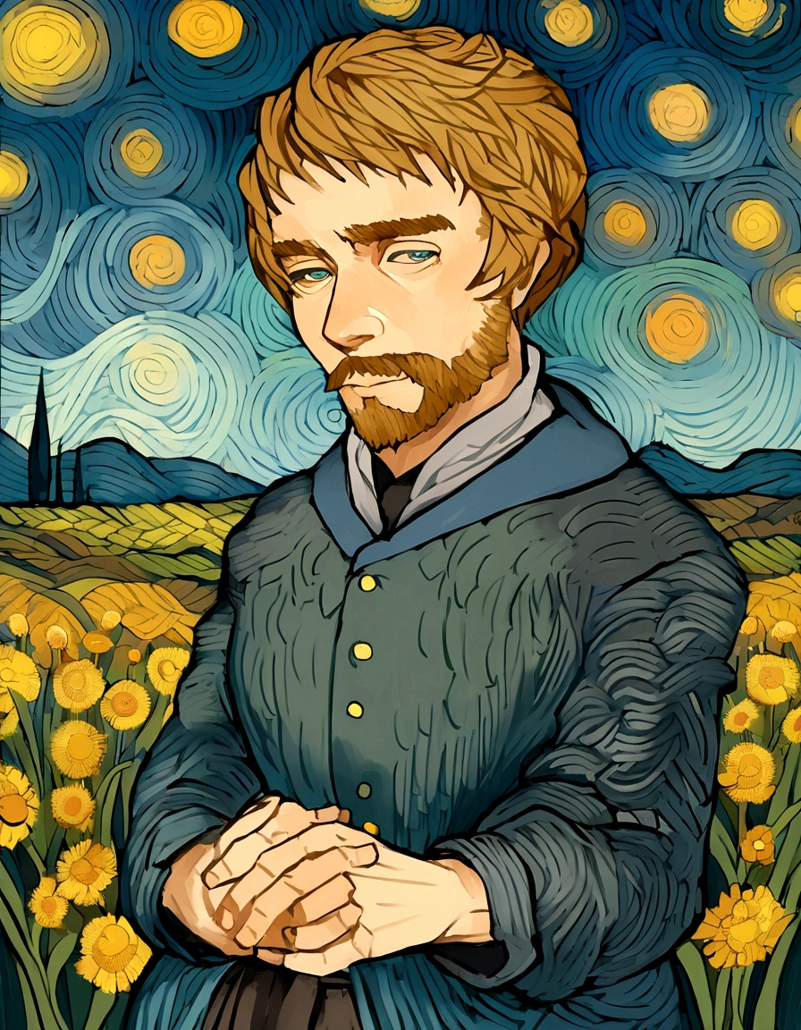Make a version of van gogh girrasois with good quality, estilo noite estrelada de van gogh