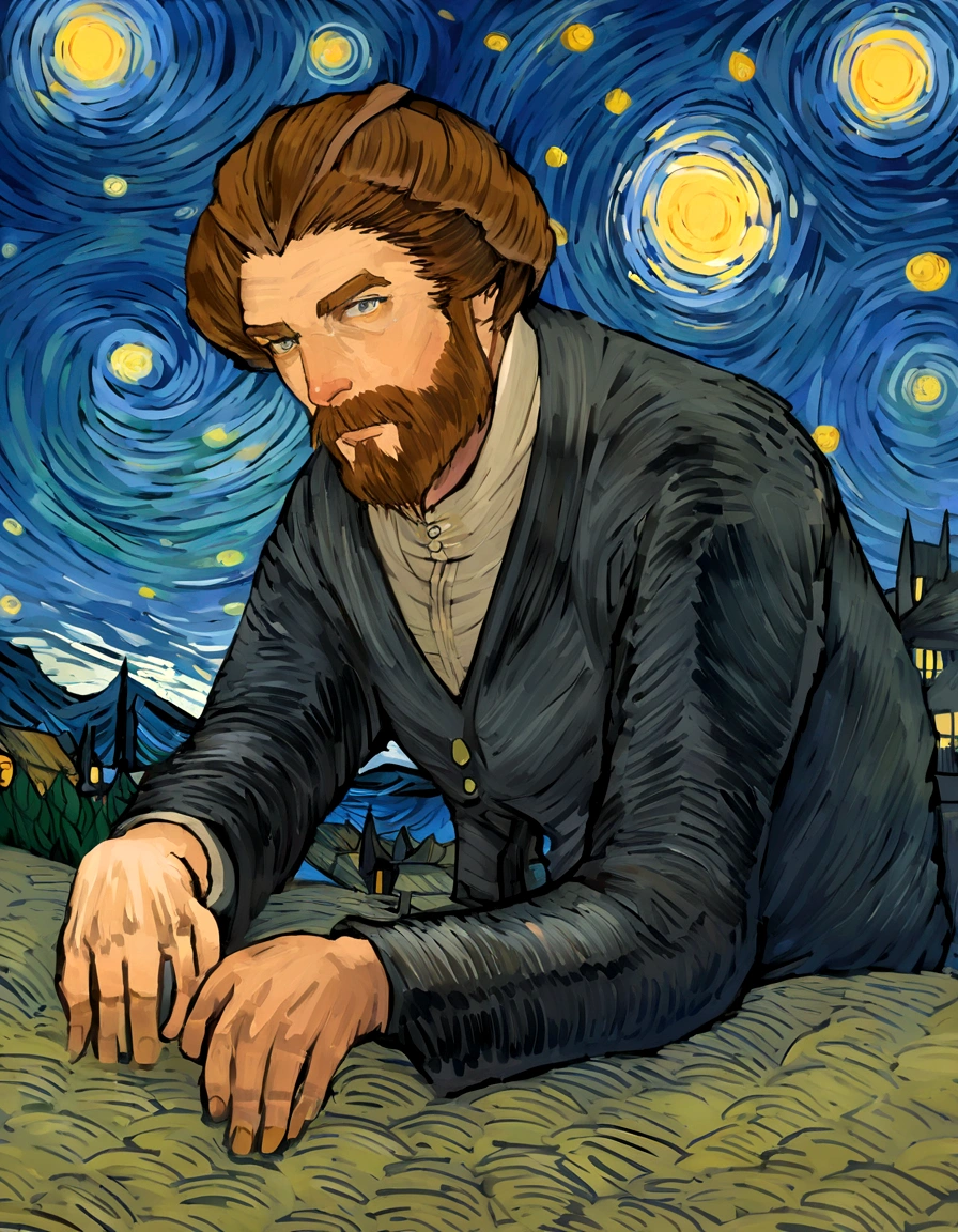 Make a version of van gogh girrasois with good quality, estilo noite estrelada de van gogh