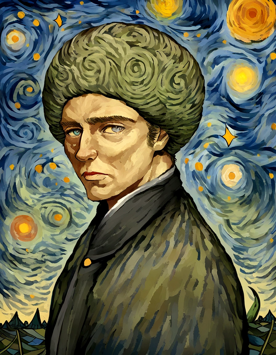 Make a version of van gogh girrasois with good quality, estilo noite estrelada de van gogh