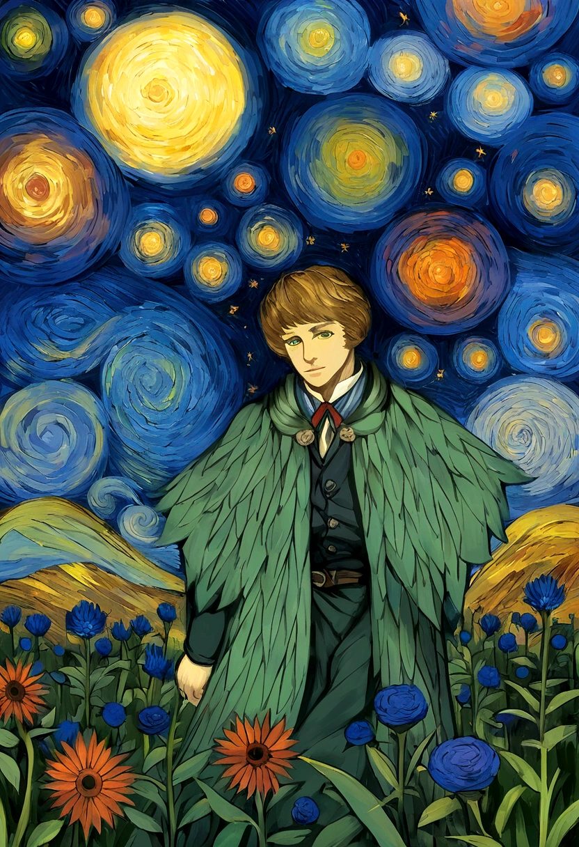 Make a version of vincent van gogh girrasois with good quality, estilo noite estrelada de van gogh