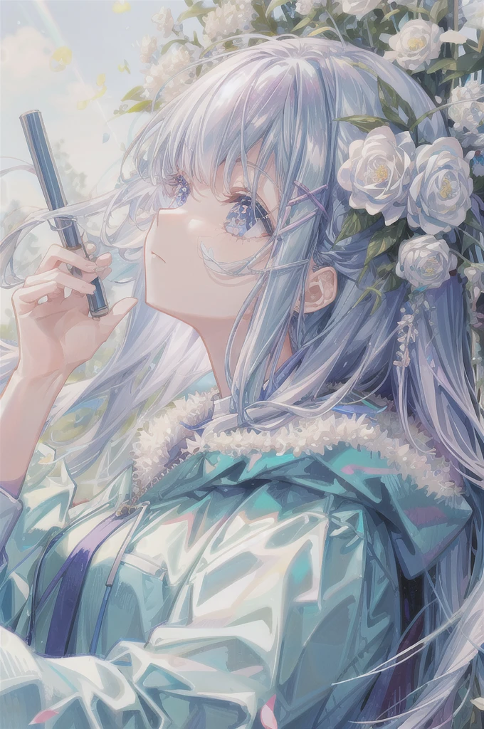 a 1 girl、Surrounded by flowers、I'm lying down