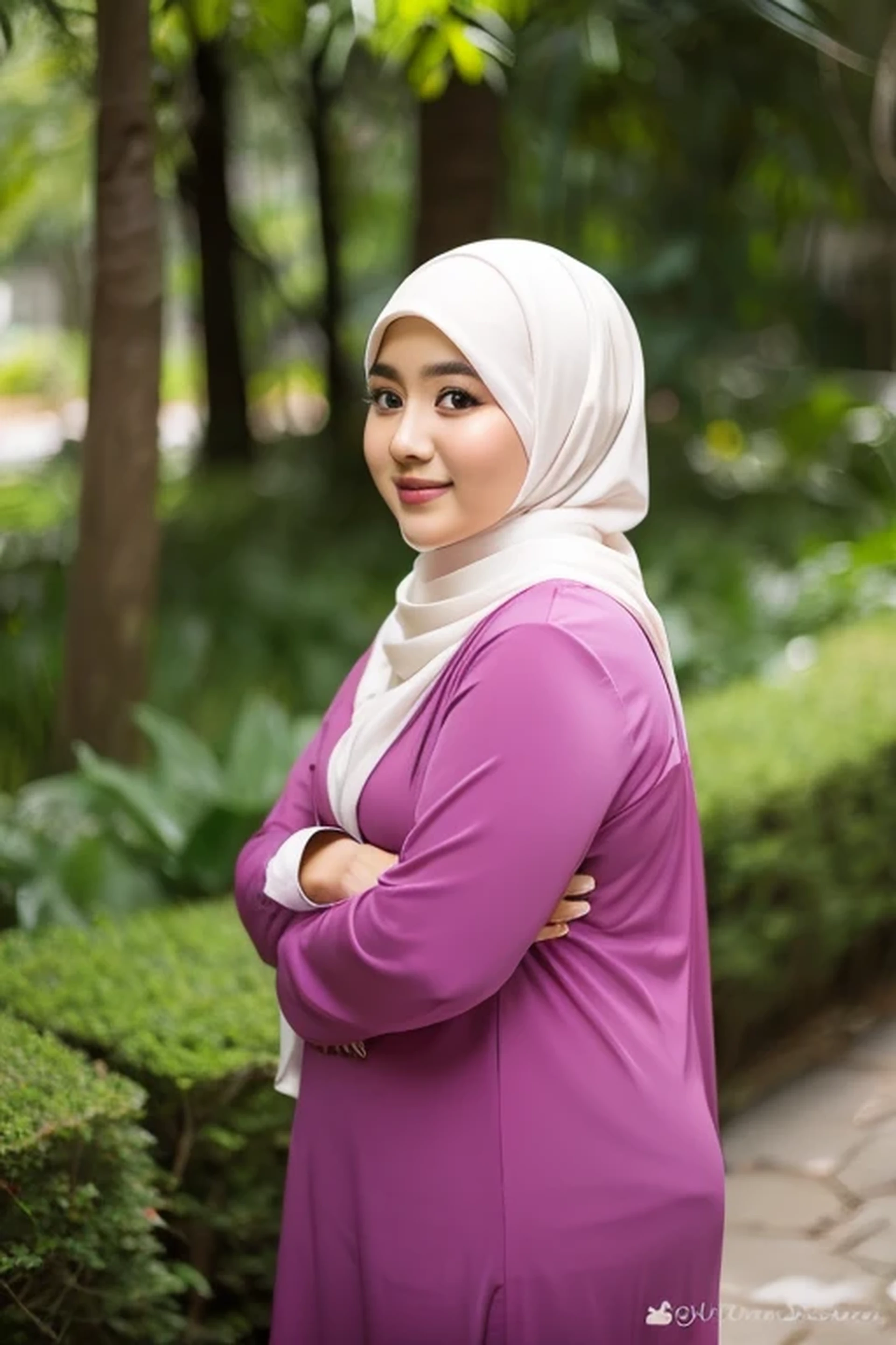 Very fat hijab woman. Indonesia