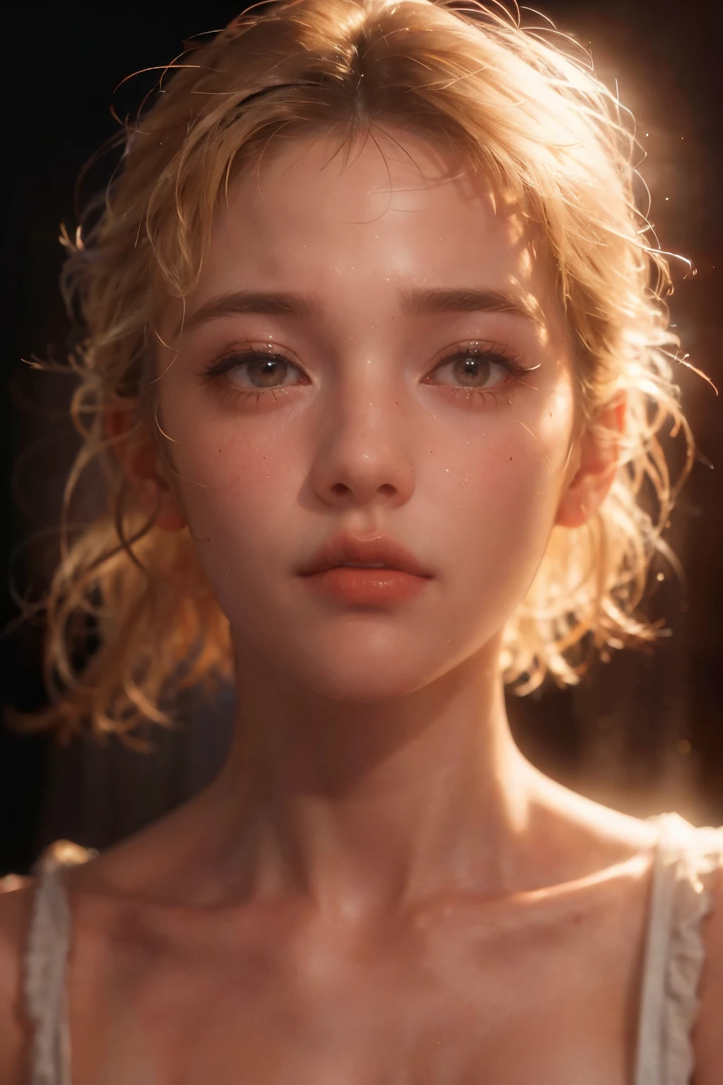 Terrified expression, scared, british girl, 15 years old, blonde hair, very beautiful, Ultra high res, uhd, (photorealistic:1.4), focus on the face