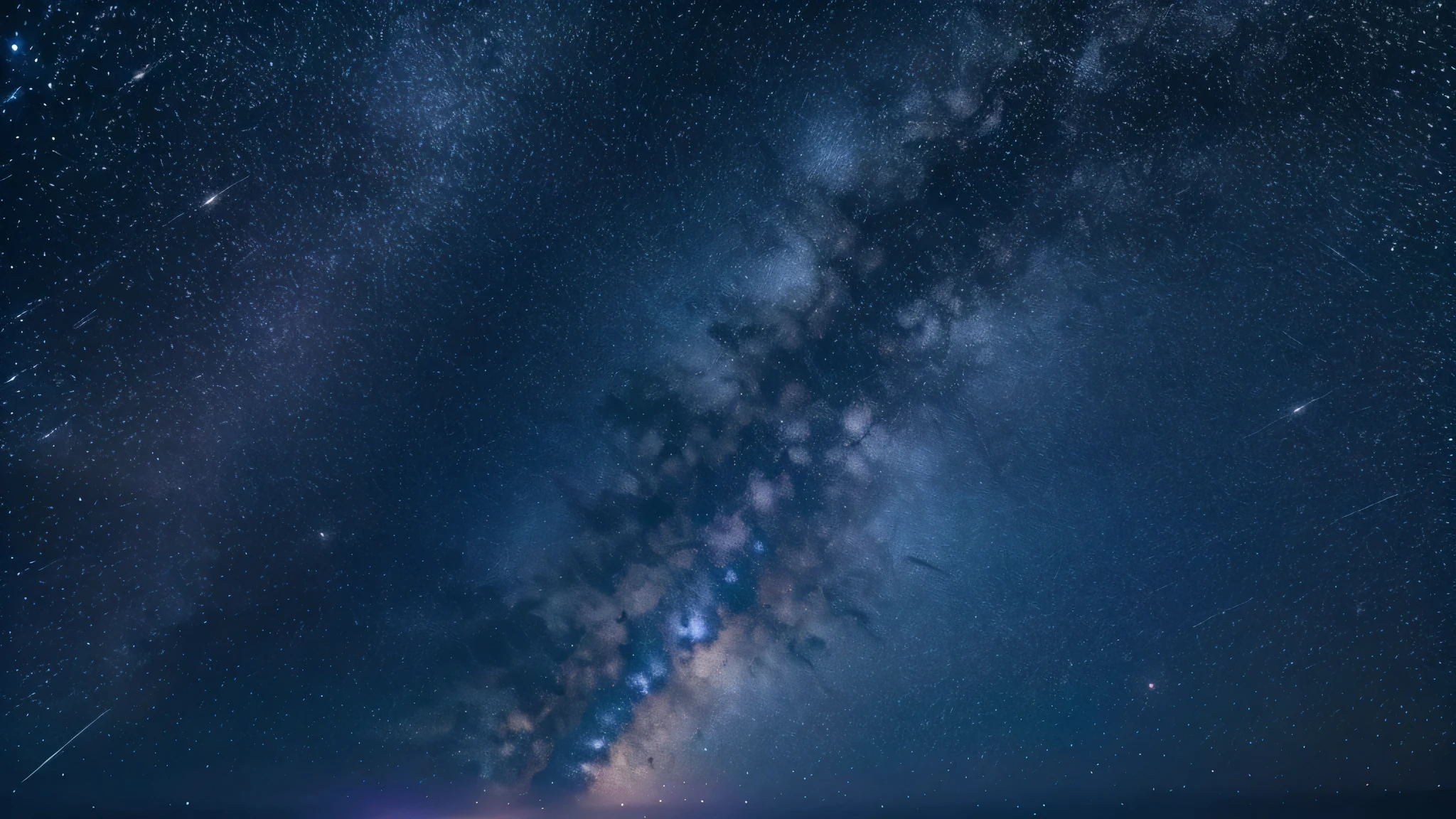 "A magical and beautiful night sky filled with stars. The scene includes a clear view of the Milky Way, with bright, twinkling stars scattered across the sky. The colors should be vivid, with deep blues and purples blending seamlessly. There should be a sense of wonder and enchantment, creating a serene and awe-inspiring atmosphere."