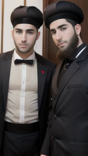 a group of young Haredim men people, focus on the face