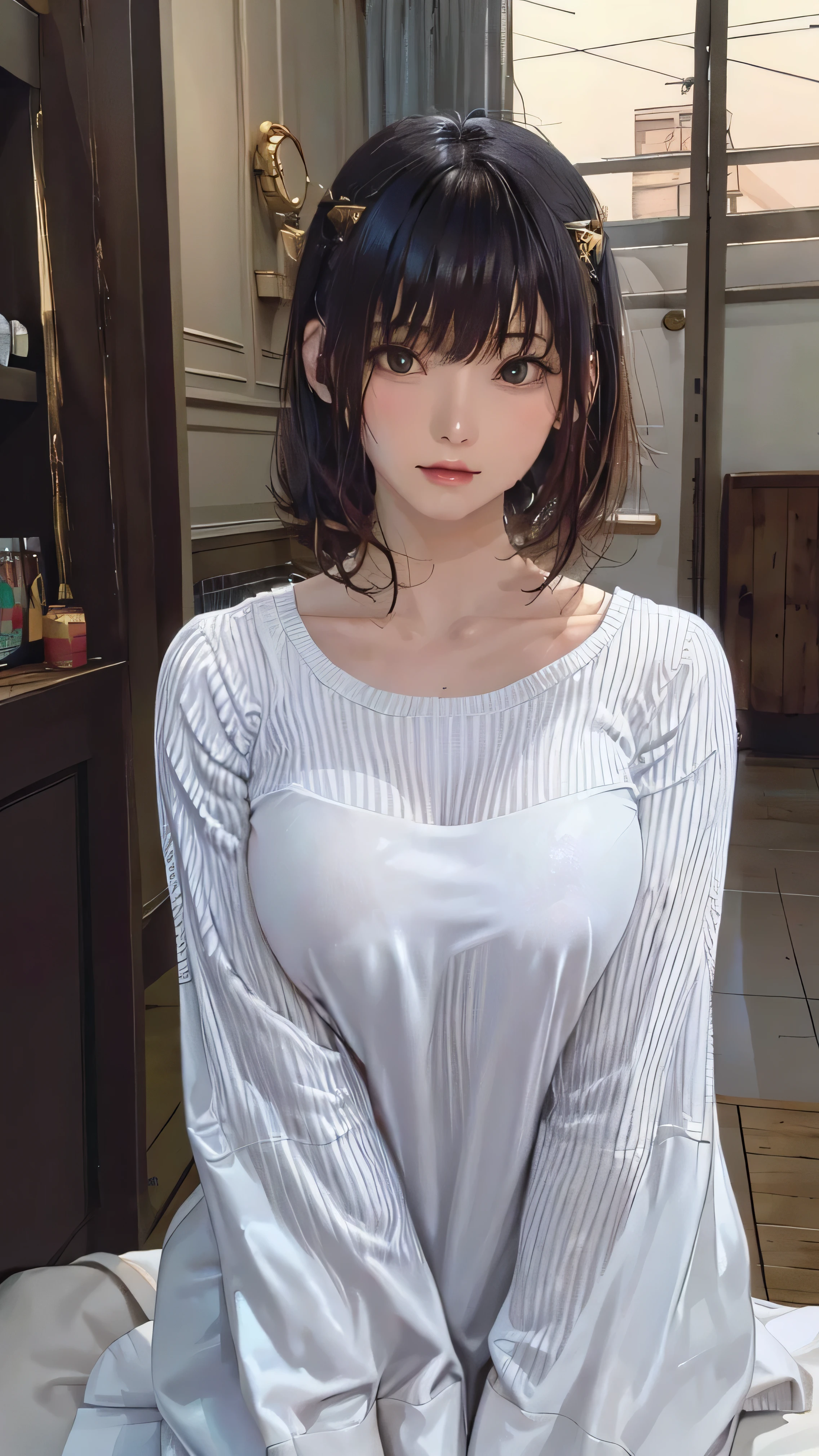 (masterpiece、highest quality、High resolution、Official Art、Beautiful and aesthetic:1.2)、(8k:1.4)、(One Girl)、Very detailed:1.4、highest quality、。.3D、(Photorealistic:1.4)、Realistic、colorful、Highest detail、Perfect Face、Upper body、Hmph、(prayer:1.3)、(White cloak, golden lines:1.2)、Milky Way、(Streaks of Light)、Impressive visuals、(Dynamic stripes、Bright orbit:1.2)、Bright colors、Pixie Cut