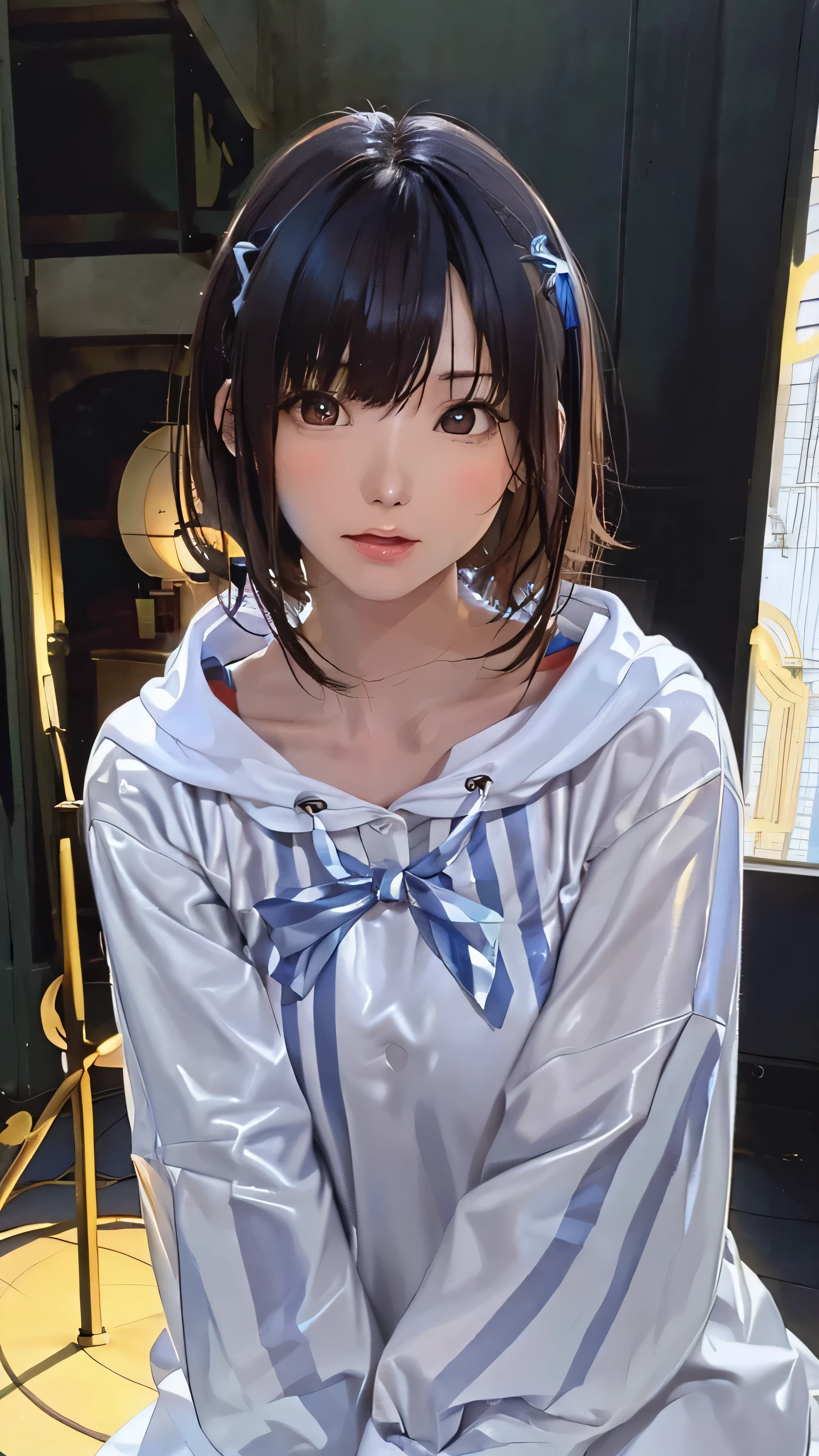 (masterpiece、highest quality、High resolution、Official Art、Beautiful and aesthetic:1.2)、(8k:1.4)、(One Girl)、Very detailed:1.4、highest quality、。.3D、(Photorealistic:1.4)、Realistic、colorful、Highest detail、Perfect Face、Upper body、Hmph、(prayer:1.3)、(White cloak, golden lines:1.2)、Milky Way、(Streaks of Light)、Impressive visuals、(Dynamic stripes、Bright orbit:1.2)、Bright colors、Pixie Cut