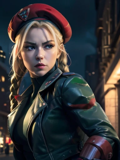 "(exquisitely detailed CG unity 8k wallpaper, masterpiece-quality with stunning realism), (best illumination, best shadow), (best quality), (elegant style:1.2), Arti modern anime. angled view, heroic pose, closeup full body portrait of stunningly beautiful cammy from street fighter, Masterpiece, best quality, highres, mature Cammy white, twin braids, long hair, blonde hair, antenna hair, (red beret headwear:1), blue eyes, scar on cheek, green military leotard, green military skirt, red gloves, fingerless gloves, camouflage, (fully clothed:1), abs, depth of field blur effect, night, full zoom, action portrait, photorealistic. cinematic lighting, highly detailed. best quality, 4k, (Better hand:1), (blonde hair:1) (red nail-polish:1), (red lips:1) (makeup:1) perfect anatomy, leaning forward, foreshortening effects, coy flirty sexy expression, foreshortening effect, (piercing eyes:1), surrounded by an ominous and dark atmosphere, accentuated by dramatic and striking lighting, imbued with a sense of surreal fantasy". (wearing military boots:0.5), (resting in london city MI6 in the morning:1.3) (wearing a British Military jacket:1) (mature:0.5)