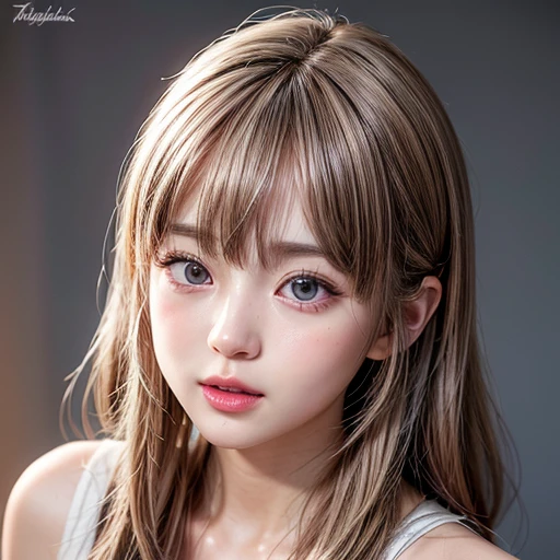 8k,High -level, absurd, masterpiece, best quality, primitive, very detailed CG, very detailed wallpaper, perfect lighting, (((The personification of "morning glow"))), MysticSight, Tyndall effect, Tyndall scattering, (Studio gray background with Dazzling blurred colorful Lights BokeH), (RoundlyButts, ThighGap), (Exposed:0.3), (Assfocus with looking ahead), BREAK (((NOGIZAKA face variations))) Extremely Detailed very KAWAII face variations, perfect anatomy, Childish, captivating gaze, elaborate detailed Eyes with (sparkling highlights:1.28), long eyelashes、Glossy RED Lips with beautiful details, Coquettish tongue, Rosy cheeks, Radiant PearlSkin with clear transparency . { (Dynamic LifeLike expressions:1.4) | :d) }, (large eyes:-1) .