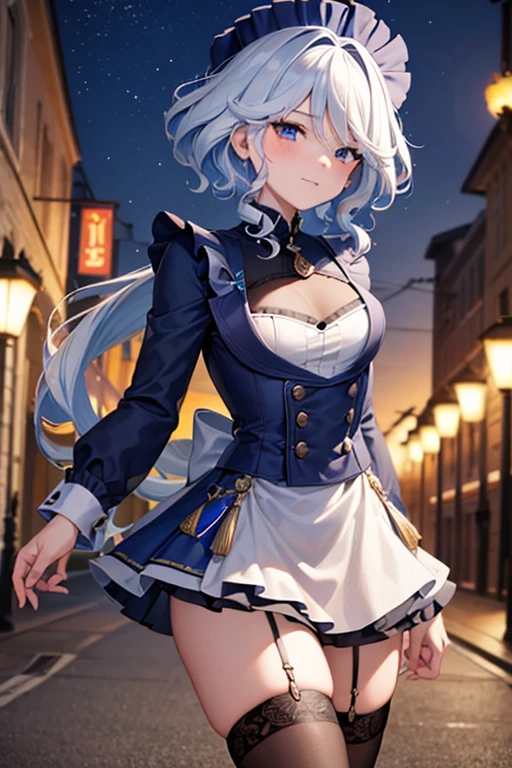 (highest quality,4K,High resolution,masterpiece:1.2),Very detailed,Beautiful details, Teenage body,Expressions of joy,Furina character, 16-year-old teenager,
Happy expression,Walking around the city, Shiny Hair,brake,maid costume, handstand