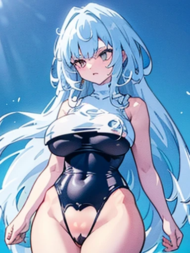 highest quality、Highest image quality、masterpiece、),、Super beautiful women ((22 years old OL big bust、、slender、beautiful hip,Close-up, BeautifulHigh quality、BeautifulArt、)muste piece、visual art、Depth of the bounds written、gentle light、kind on the skin, swimsuit, fully body, wide hips, large thighs, skin tight swimsuit, giant heavy circular lovely breasts , zoomed out, fully body view