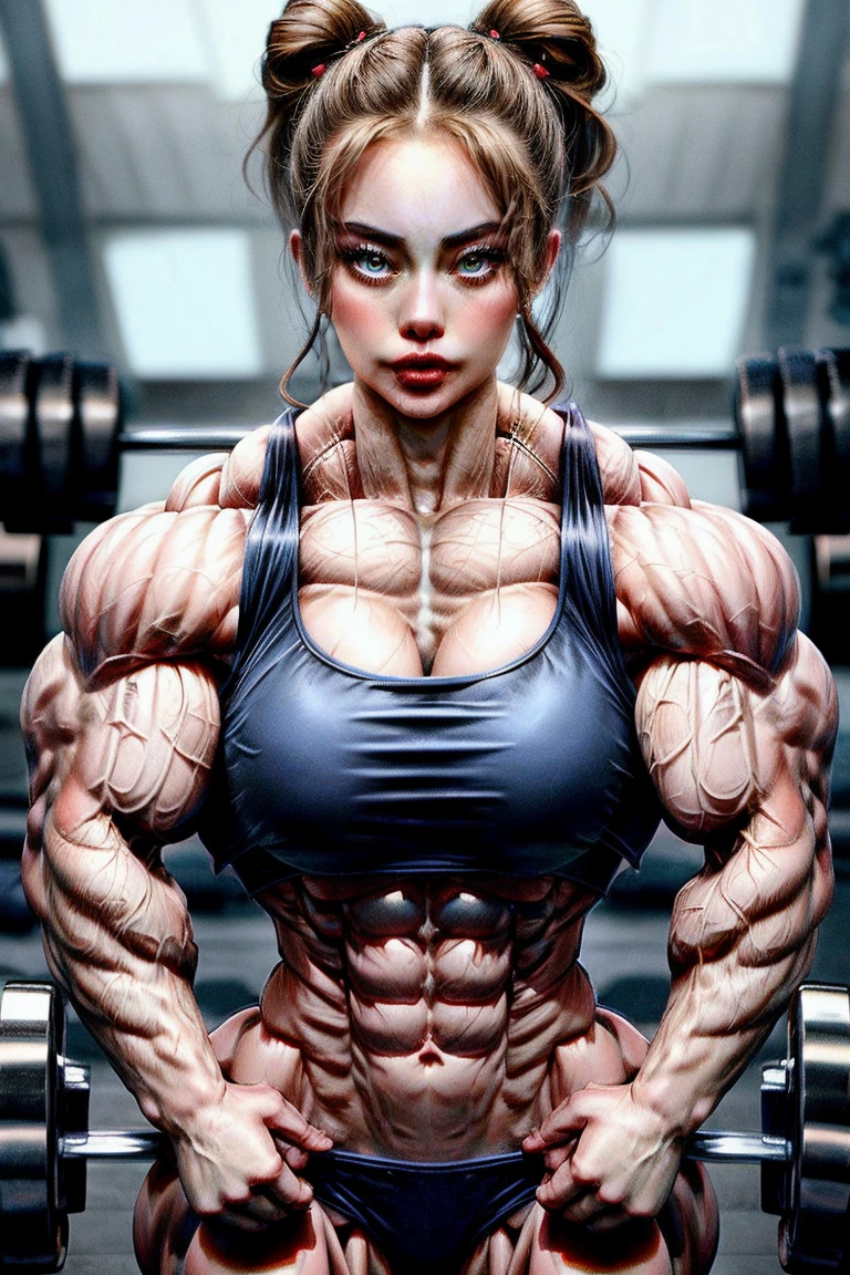 (2 girls body builders:1.6), ((masterpiece)), best quality, ultra-detailed:1.7, finely detail, high resolution:1.6, perfect dynamic composition, beautiful detailed faces:1.77, blonde babes:1.88, perfect red lipstick, perfect makeup:1.8, short denim bikini , large breasts:1.4, lovely look:1.7, gorgeous face:1.6, defined muscles:1.4, beautiful faces:1.8, alessandra ambrossio, izabel goulart, Kate Upton, Gigi Hadid, candice swanpoel ,popped out dense veins on muscles:1.8, hyper detailed picture:1.4, 8k resolution: 1.7, flex muscles:1.3, hyper muscular body shape:1.42, photorealistic:1.5, realistic:1.6, face masterpiece:1.74, good and professional lighting on picture:1.38, Ukrainian-Moroccan muscle beauty goddess, masterpiece 22 years old Ariana Grande and Jennifer Lopez as bodybuilders, extremely high resolution, hyper feminine beauty , hyper realistic texture , extra large , hyper muscularity, hyper vascularity, ass of titanium, muscles of steel, ripped body shape, ripped sexy ass with bikini, muscular ass , topless, kissing, good face details, hyper face detailing, doing sex, super romantic moment, hyper romantic, romantic kiss, nude females, perfect symmetrical face, sexy french kiss with tongues, serious muscle posing, exaggerated muscular body, extremely shredded, flexing and posing muscles as bodybuilder, exaggerated veins on biceps