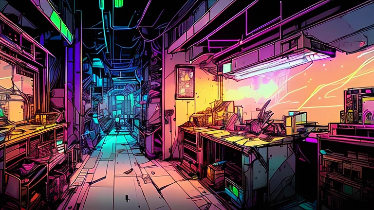 a psychedelic guru of the cyberpunk renaissance in nvinkpunk style at his back alley apothecary