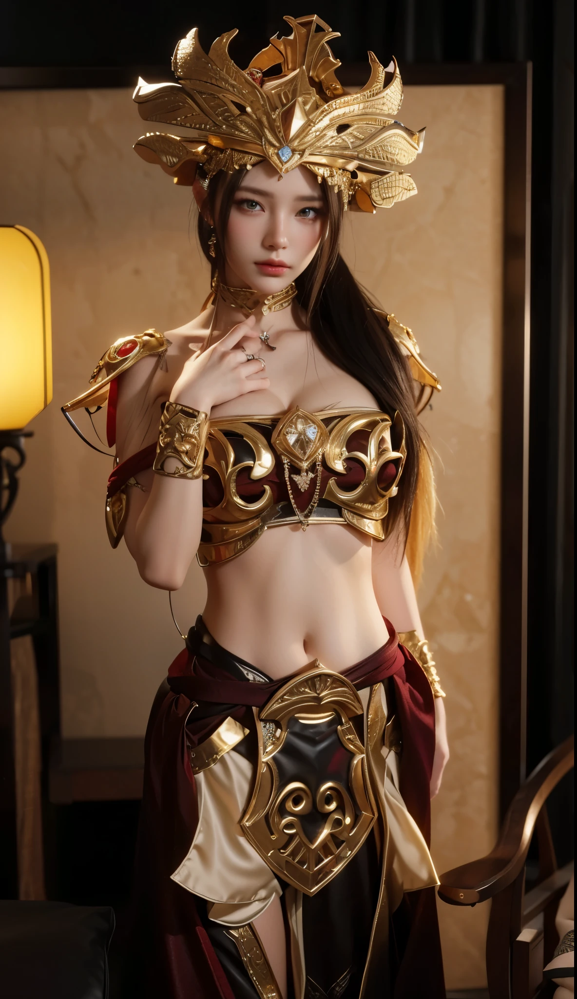 1 female, Overweight, fantasy costume, Extremely fat, Chubby, Japanese, 4k, High resolution, masterpiece, highest quality, fine skin, sharp focus, (cinematic lighting)