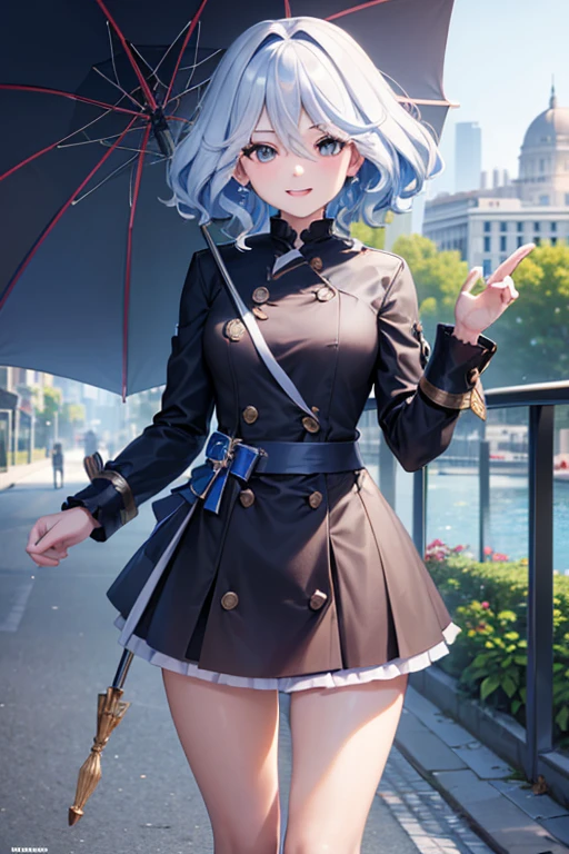 (highest quality,4K,High resolution,masterpiece:1.2),Very detailed,Beautiful details, Teenage body,Expressions of joy,Furina character, 16-year-old teenager,
Happy expression,Walking around the city, Shiny Hair,brake, raincoat , holding an umbrella