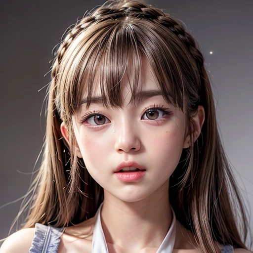 NSFW, 8k, High-level, absurd, masterpiece, best quality, primitive, very detailed CG, very detailed wallpaper, perfect lighting, Extremely detailed (((The personifying " ika musume " as a ))), MysticSight, Tyndall effect, Tyndall scattering, Studio gray background with (many Dazzling RainbowColor particles BokeH:1.28), (RoundlyButts, ThighGap), (Exposed:0.4), (Assfocus with looking ahead), BREAK (NOGIZAKA face variations) Extremely Detailed very KAWAII face variations, perfect anatomy, Childish, captivating gaze, elaborate detailed Eyes with (sparkling highlights:1.28), long eyelashes、Glossy RED Lips with beautiful details, Coquettish tongue, Rosy cheeks, Radiant PearlSkin with clear transparency . { (Dynamic LifeLike expressions:1.4) | :d) }, (large eyes:-1) .