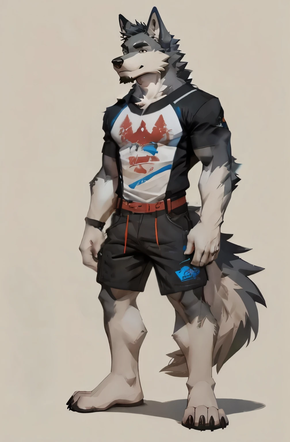 Wolf, red t-shirt