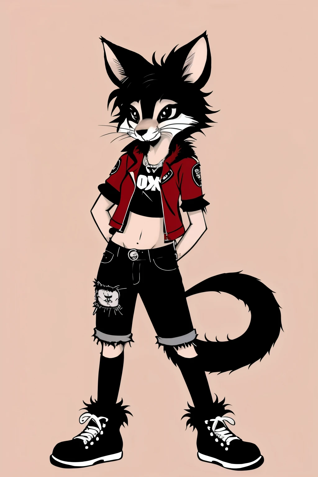 Furry, Rat ,Fursona, punk, Crimson, furry art, drawing, tomboy, punk tomboy, fursona, fox, cartoon, style cartoon