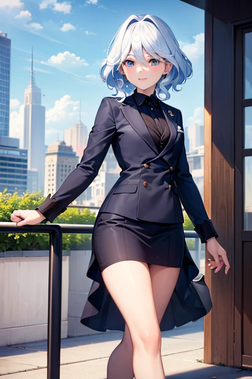 (highest quality,4K,High resolution,masterpiece:1.2),Very detailed,Beautiful details, Teenage body,Expressions of joy,Furina character, 16-year-old teenager,
Happy expression,Walking around the city, Shiny Hair,brake,flight attendant, standing in honor