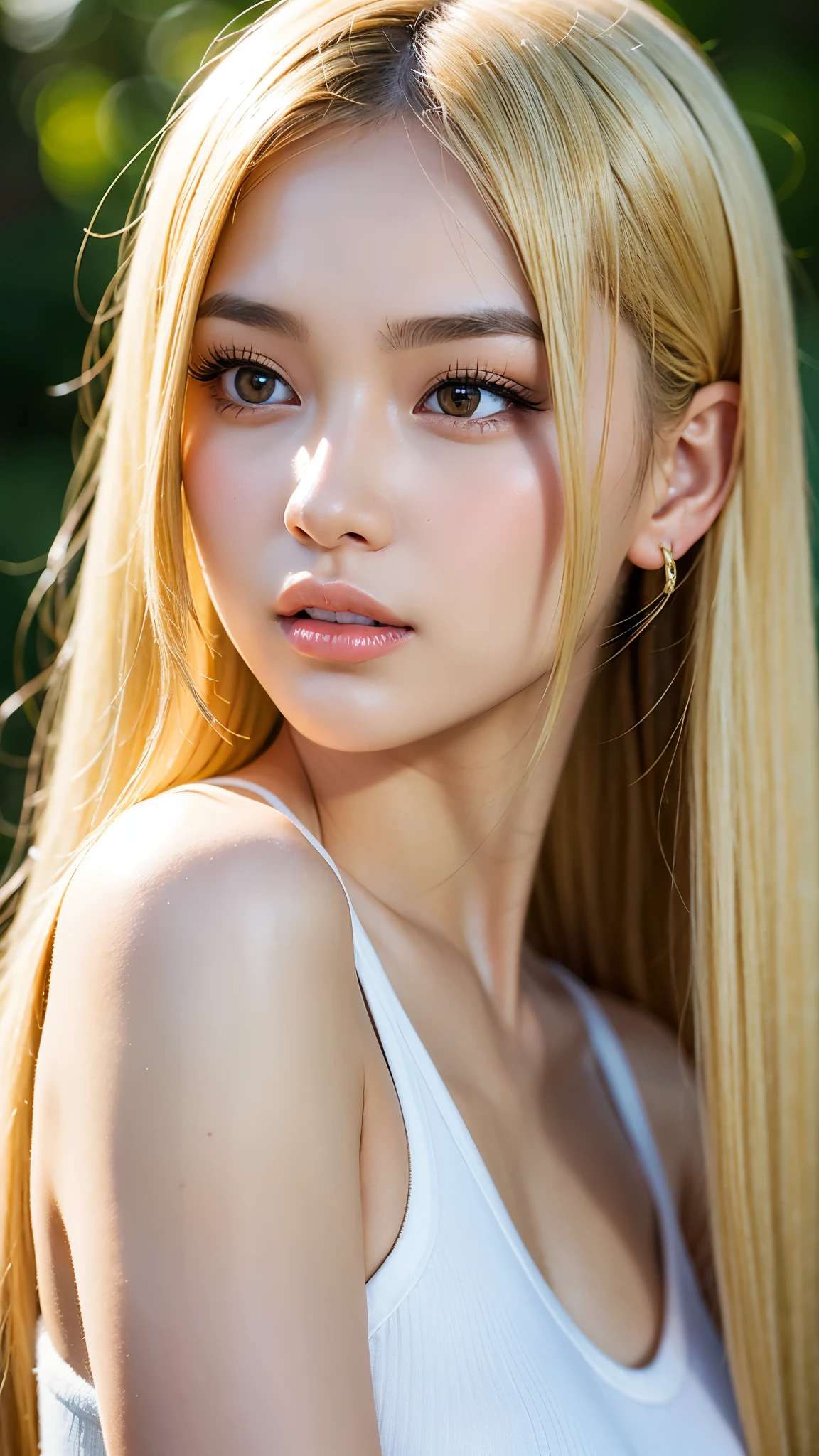 Realistic portrait of a 21 year old Asian girl with blonde skunk hair, Perfect Face, Brown eyes, cute, beautiful, Perfect jawline, Detailed characteristics, Thin Nose, Very detailed. She's a natural, Friendly expressions and soft lighting, Golden hour sunlight. 背景はbeautiful屋外の風景にしましょう, Perhaps a sunny park or beach. This image was taken in high resolution using an 85mm lens.、Providing a fascinating perspective、Large Breasts、cleavage
Waiting to start