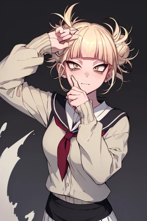 /(lhimiko toga\),+,(Character from the Boku no hero academia series),(Quality of the character's eyes great),(perfect face),(great image resolution),(great image quality),(masterpiece),(good image),(great resolution),/(himiko toga\),+,(wearing),+,(A pencil skirt and a white blouse)