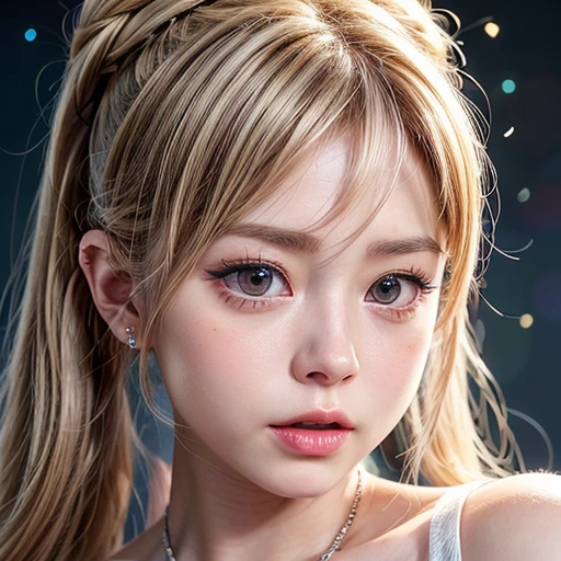 NSFW, 8k, High-level, absurd, masterpiece, best quality, primitive, very detailed CG, very detailed wallpaper, perfect lighting, Extremely detailed (((The personifying " Avril Lavigne " as a Girl))), MysticSight, Tyndall effect, Tyndall scattering, Studio gray background with (many Dazzling RainbowColor particles BokeH:1.28), (RoundlyButts, ThighGap), (Exposed:0.4), (Assfocus with looking ahead), BREAK (NOGIZAKA face variations) Extremely Detailed very KAWAII face variations, perfect anatomy, Childish, captivating gaze, elaborate detailed Eyes with (sparkling highlights:1.28), long eyelashes、Glossy RED Lips with beautiful details, Coquettish tongue, Rosy cheeks, Radiant PearlSkin with clear transparency . { (Dynamic LifeLike expressions:1.4) | :d) }, (large eyes:-1) .
