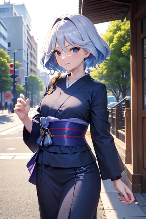 (highest quality,4K,High resolution,masterpiece:1.2),Very detailed,Beautiful details, age body,Expressions of joy,Furina character, 16-year-old teen,
Happy expression,Walking around the city, Shiny Hair,brake,yukata, hand in my pocket
