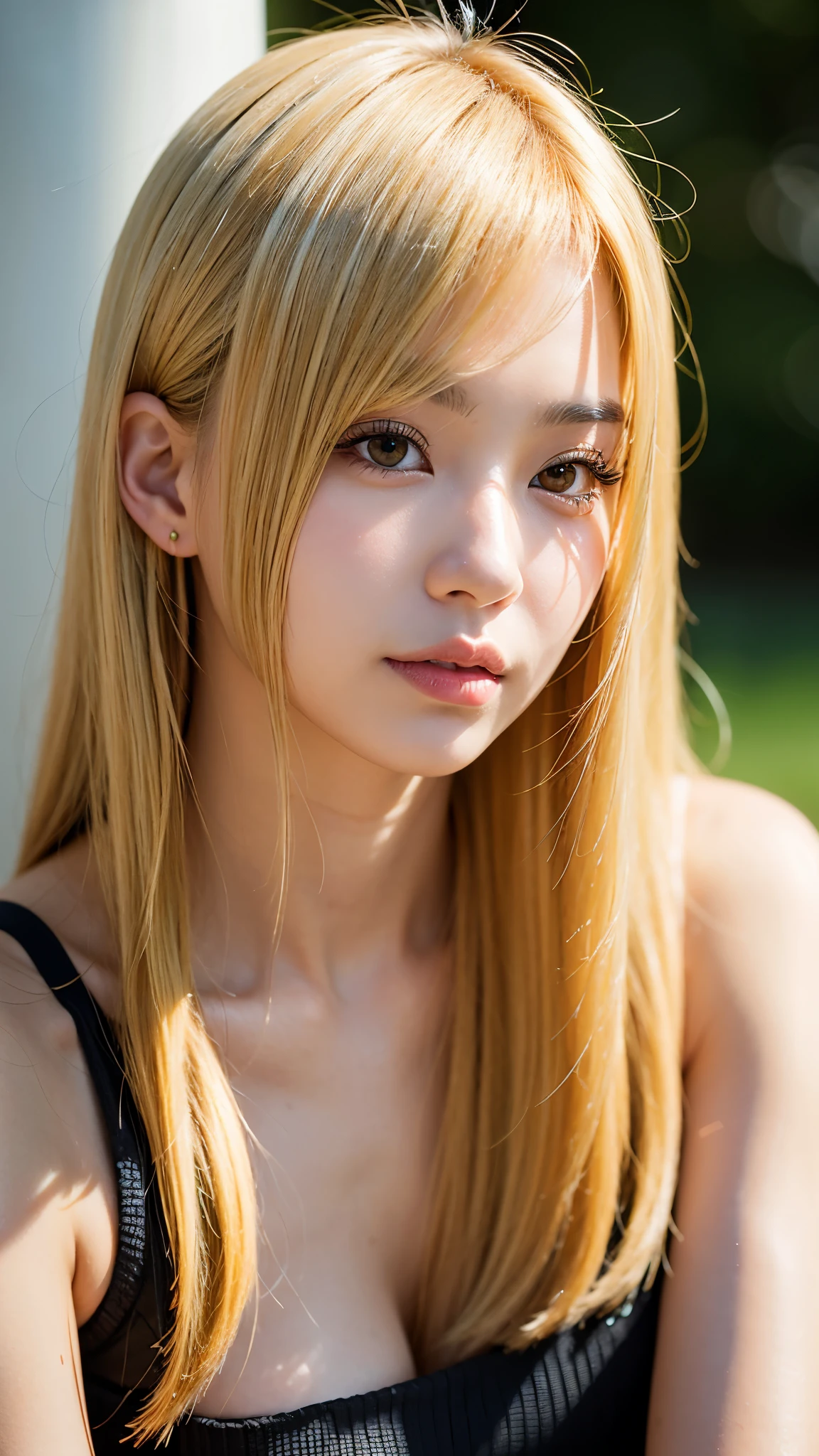 Realistic portrait of a 21 year old Asian girl with blonde skunk hair, Perfect Face, Brown eyes, cute, beautiful, Perfect jawline, Detailed characteristics, Thin Nose, Very detailed. She's a natural, Friendly expressions and soft lighting, Golden hour sunlight. 背景はbeautiful屋外の風景にしましょう, Perhaps a sunny park or beach. This image was taken in high resolution using an 85mm lens.、Providing a fascinating perspective、Large Breasts、Cleavage、smiling face
Waiting to start