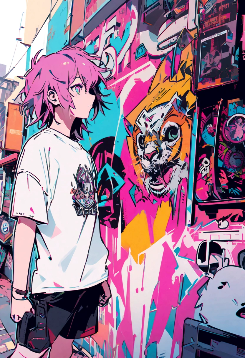 Une figure de singe futuriste, with lights in your eyes, surrounded by'a vector t-shirt design ready for vibraprint, Illustration du singe cyberpunk, profil, autocollant, Fond blanc propre, vecteur professionnel, high detail, Conception de t-shirts, graffiti, Paysage urbain dynamique et futuriste.Une figure de singe futuriste, with lights in your eyes, surrounded by'a vector t-shirt design ready for vibraprint, Illustration du singe cyberpunk, profil, autocollant, Fond blanc propre, vecteur professionnel, high detail, Conception de t-shirts, graffiti, Paysage urbain dynamique et futuriste.