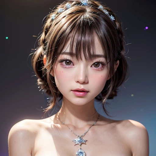 NSFW, 8k, High-level, absurd, masterpiece, best quality, primitive, very detailed CG, very detailed wallpaper, perfect lighting, Extremely detailed (((The personifying " Eiko Koike " as a Little Girl))), MysticSight, Tyndall effect, Tyndall scattering, Studio gray background with (many Dazzling RainbowColor particles BokeH:1.28), (RoundlyButts, ThighGap), (Exposed:0.4), (Assfocus with looking ahead), BREAK (NOGIZAKA face variations) Extremely Detailed very KAWAII face variations, perfect anatomy, Childish, captivating gaze, elaborate detailed Eyes with (sparkling highlights:1.28), long eyelashes、Glossy RED Lips with beautiful details, Coquettish tongue, Rosy cheeks, Radiant PearlSkin with clear transparency . { (Dynamic LifeLike expressions:1.4) | :d) }, (large eyes:-1) .