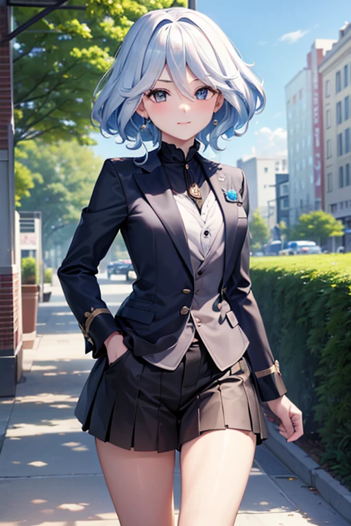 (highest quality,4K,High resolution,masterpiece:1.2),Very detailed,Beautiful details, Teenage body,Expressions of joy,Furina character, 16-year-old teenager,
Happy expression,Walking around the city, Shiny Hair,brake,jacket lift