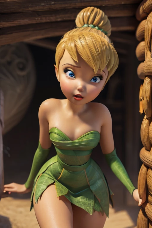 a naked woman,Tinkerbell, detailed green eyes,perfect female body,(exposed breasts),(pronounced vagina),small waist,wide hips,thick thighs