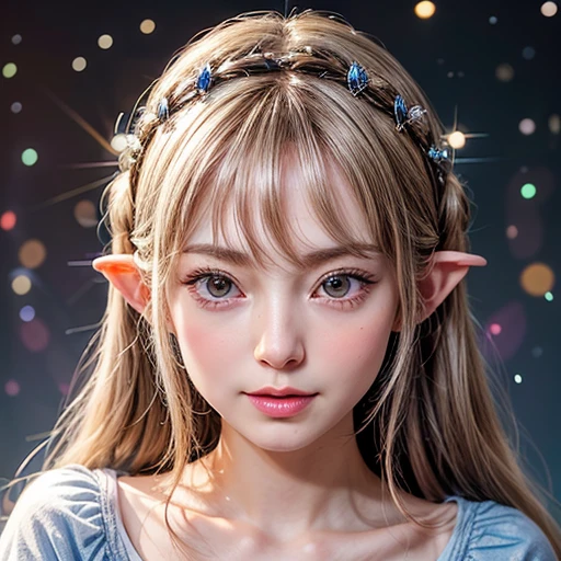 NSFW, 8k, High-level, absurd, masterpiece, best quality, primitive, very detailed CG, very detailed wallpaper, perfect lighting, Extremely detailed (((The personifying " Galadriel " as a Little Girl))), MysticSight, Tyndall effect, Tyndall scattering, Studio gray background with (many Dazzling RainbowColor particles BokeH:1.28), (RoundlyButts, ThighGap), (Exposed:0.4), (Assfocus with looking ahead), BREAK (NOGIZAKA face variations) Extremely Detailed very KAWAII face variations, perfect anatomy, Childish, captivating gaze, elaborate detailed Eyes with (sparkling highlights:1.28), long eyelashes、Glossy RED Lips with beautiful details, Coquettish tongue, Rosy cheeks, Radiant PearlSkin with clear transparency . { (Dynamic LifeLike expressions:1.4) | :d) }, (large eyes:-1) .