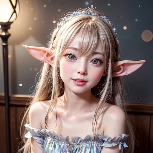 NSFW, 8k, High-level, absurd, masterpiece, best quality, primitive, very detailed CG, very detailed wallpaper, perfect lighting, Extremely detailed (((The personifying " Galadriel " as a ))), MysticSight, Tyndall effect, Tyndall scattering, Studio gray background with (many Dazzling RainbowColor particles BokeH:1.28), (RoundlyButts, ThighGap), (Exposed:0.4), (Assfocus with looking ahead), BREAK (NOGIZAKA face variations) Extremely Detailed very KAWAII face variations, perfect anatomy, Childish, captivating gaze, elaborate detailed Eyes with (sparkling highlights:1.28), long eyelashes、Glossy RED Lips with beautiful details, Coquettish tongue, Rosy cheeks, Radiant PearlSkin with clear transparency . { (Dynamic LifeLike expressions:1.4) | :d) }, (large eyes:-1) .