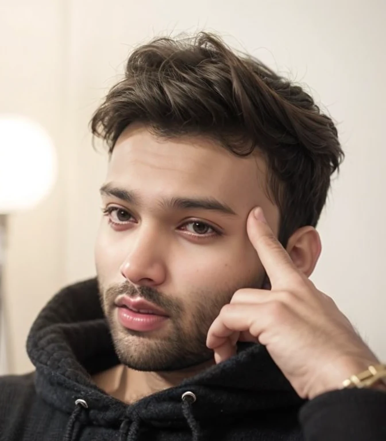 A beautiful young bearded man with highly detailed skin.