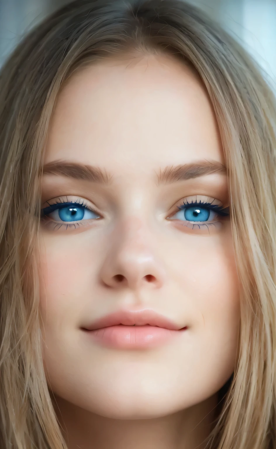 A beautiful girl with blue eyes, extremely beautiful face