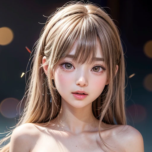 NSFW, 8k, High-level, absurd, masterpiece, best quality, primitive, very detailed CG, very detailed wallpaper, perfect lighting, Extremely detailed (((The personifying " Yosshi " as a  Girl))), MysticSight, Tyndall effect, Tyndall scattering, Studio gray background with (many Dazzling RainbowColor particles BokeH:1.28), (RoundlyButts, ThighGap), (Exposed:0.4), (Assfocus with looking ahead), BREAK (NOGIZAKA face variations) Extremely Detailed very KAWAII face variations, perfect anatomy, Childish, captivating gaze, elaborate detailed Eyes with (sparkling highlights:1.28), long eyelashes、Glossy RED Lips with beautiful details, Coquettish tongue, Rosy cheeks, Radiant PearlSkin with clear transparency . { (Dynamic LifeLike expressions:1.4) | :d) }, (large eyes:-1) .