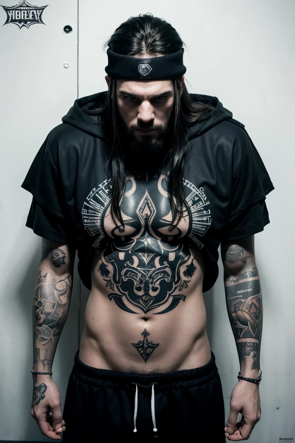 Tattoo design that mixes football, heavy metal, acuario, fotografia, Year 1990.